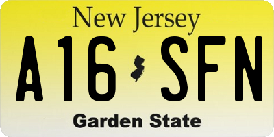 NJ license plate A16SFN