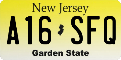 NJ license plate A16SFQ