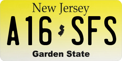 NJ license plate A16SFS