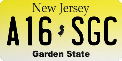 NJ license plate A16SGC