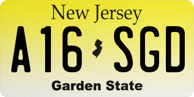 NJ license plate A16SGD