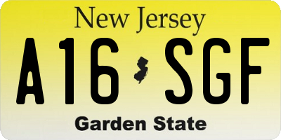 NJ license plate A16SGF
