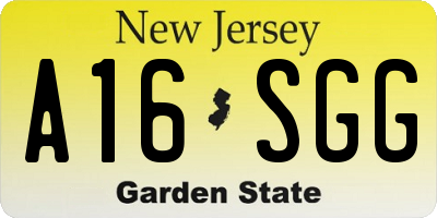 NJ license plate A16SGG