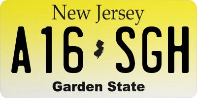 NJ license plate A16SGH