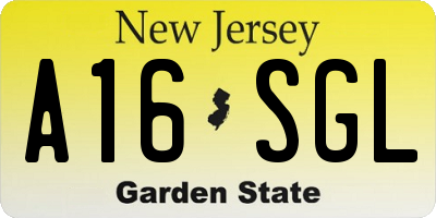 NJ license plate A16SGL