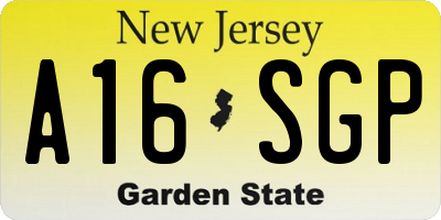 NJ license plate A16SGP