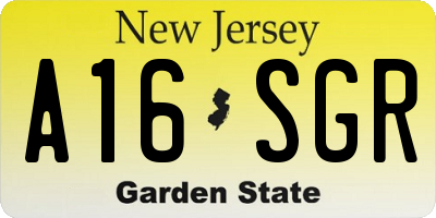 NJ license plate A16SGR