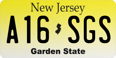 NJ license plate A16SGS