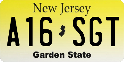 NJ license plate A16SGT