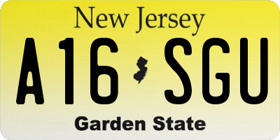 NJ license plate A16SGU