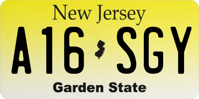 NJ license plate A16SGY