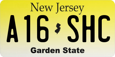 NJ license plate A16SHC