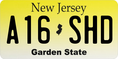 NJ license plate A16SHD