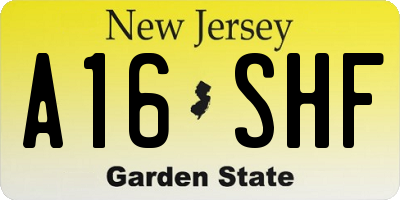 NJ license plate A16SHF