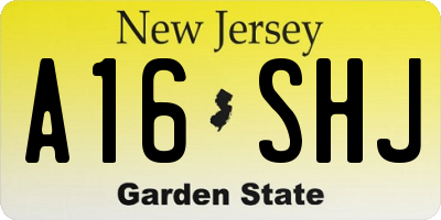 NJ license plate A16SHJ
