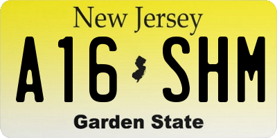 NJ license plate A16SHM
