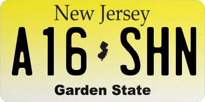 NJ license plate A16SHN