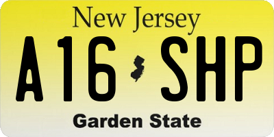 NJ license plate A16SHP