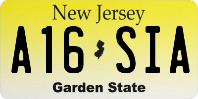 NJ license plate A16SIA