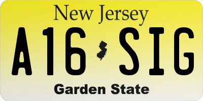NJ license plate A16SIG