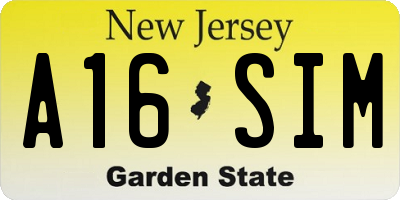 NJ license plate A16SIM