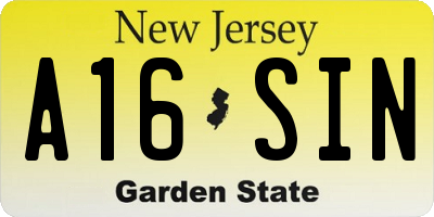 NJ license plate A16SIN