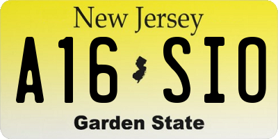 NJ license plate A16SIO