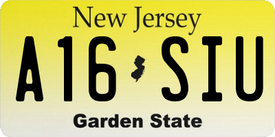 NJ license plate A16SIU