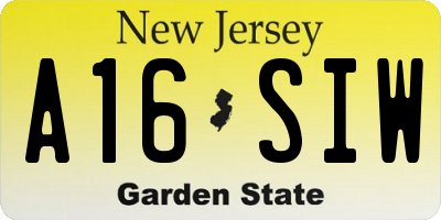 NJ license plate A16SIW