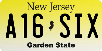NJ license plate A16SIX
