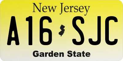 NJ license plate A16SJC