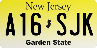 NJ license plate A16SJK