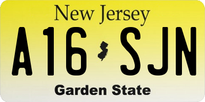 NJ license plate A16SJN