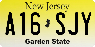 NJ license plate A16SJY