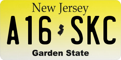 NJ license plate A16SKC
