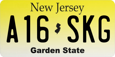 NJ license plate A16SKG
