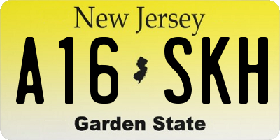 NJ license plate A16SKH