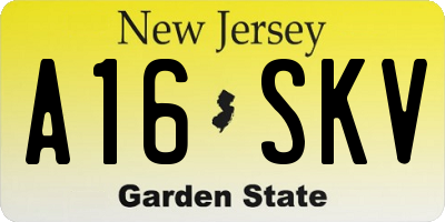 NJ license plate A16SKV