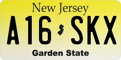 NJ license plate A16SKX