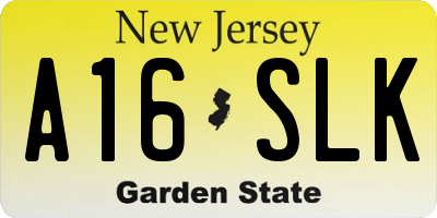 NJ license plate A16SLK