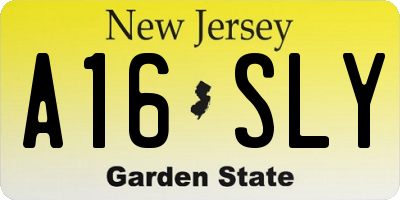NJ license plate A16SLY