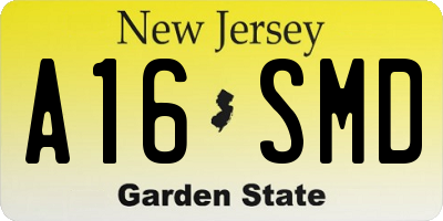 NJ license plate A16SMD