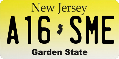 NJ license plate A16SME