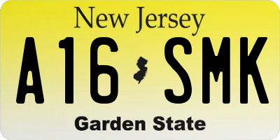 NJ license plate A16SMK