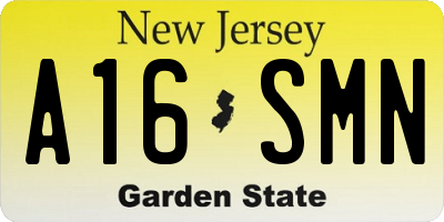 NJ license plate A16SMN