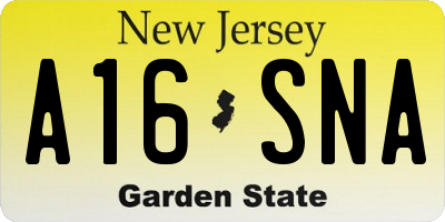 NJ license plate A16SNA
