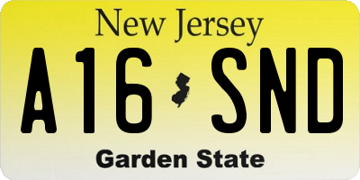NJ license plate A16SND