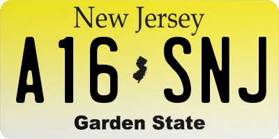 NJ license plate A16SNJ