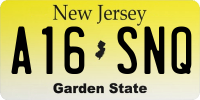 NJ license plate A16SNQ
