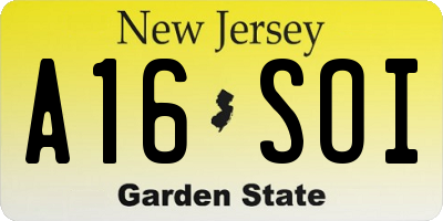 NJ license plate A16SOI